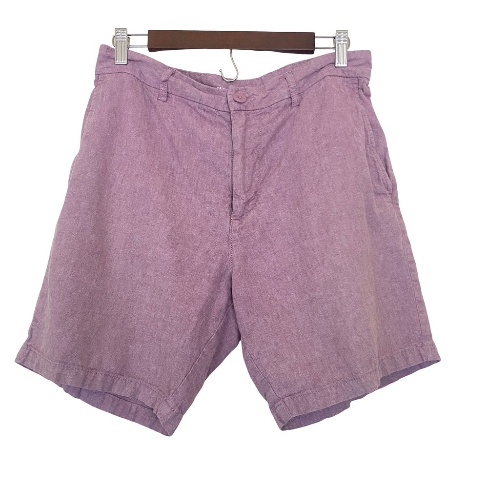 Old Navy Slim Mens Linen Blend Shorts 32 Purple Casual Summer Beach Breathable